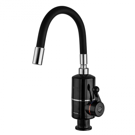 Проточный кран-водонагреватель Zerix ELW060EF Black (с индик. темп.) с силиконовым изливом (ZX5033)